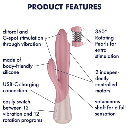 Satisfyer - Pearl Bunny 1 forgógyöngyös nyuszivibrátor (pink)