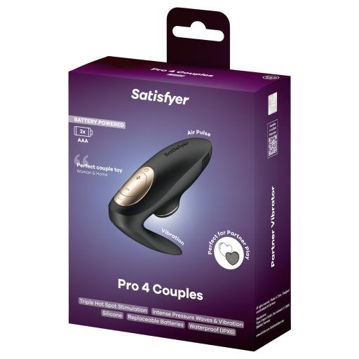 Satisfyer Pro 4 Couples - léghullámos párvibrátor (fekete)