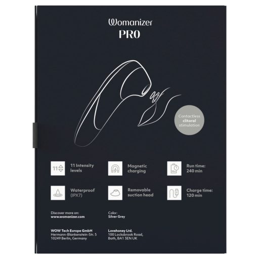 Womanizer Pro - léghullámos csiklóizgató (szürke)