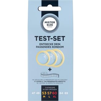   Mister Size Test-Set - óvszer próbacsomag mérőszalaggal (3 db)