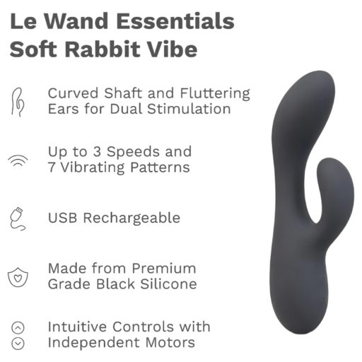le Wand Soft Rabbit - 2 motoros csiklókaros vibrátor (fekete)