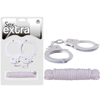 SEX EXTRA - fém bilincs és kötél - fehér