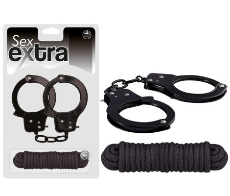 SEX EXTRA - Fém bilincs és kötél - Fekete