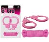 SEX EXTRA - fém bilincs és kötél - pink SEX EXTRA - fém bilincs és kötél - pink