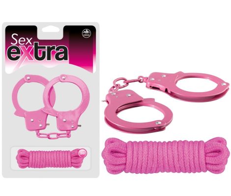 SEX EXTRA - fém bilincs és kötél - pink