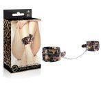   Nmc Leopard Frenzy Ankle Cuffs - Műbőr bokabilincs fém lánccal (Leopárd mintás)