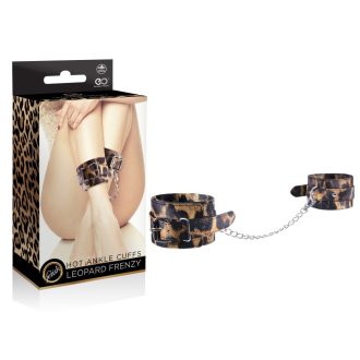   Nmc Leopard Frenzy Ankle Cuffs - Műbőr bokabilincs fém lánccal (Leopárd mintás)