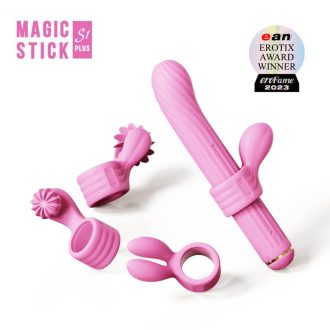 / Magic Stick - vibrátor, cserélhető feltétekkel (pink)