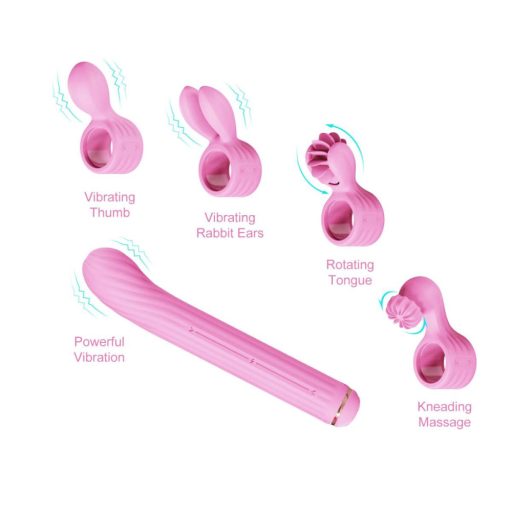 / Magic Stick - vibrátor, cserélhető feltétekkel (pink)