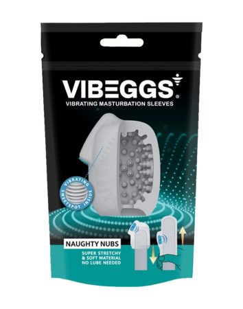 VIBEGGS Naughty Nubs - vibrációs tojás maszturbátor (fehér)