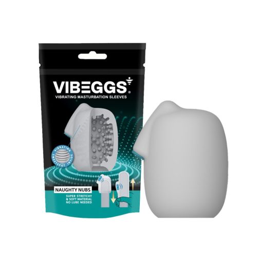 VIBEGGS Naughty Nubs - vibrációs tojás maszturbátor (fehér)