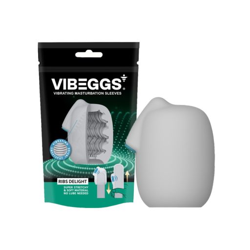 VIBEGGS Ribs Delight - vibrációs tojás maszturbátor (fehér)