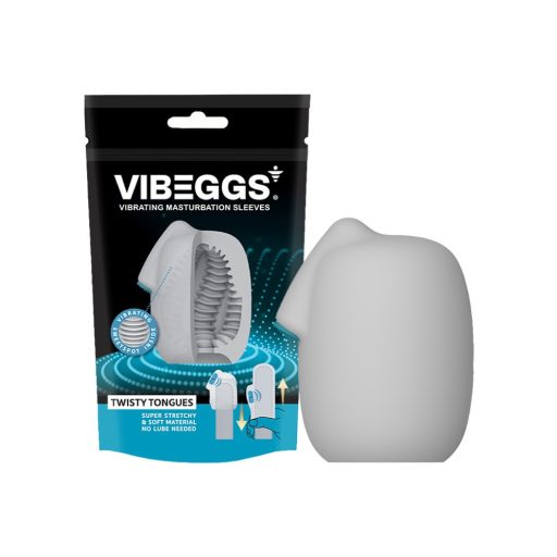 VIBEGGS Twisty Tongues - vibrációs tojás maszturbátor (fehér)