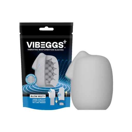 VIBEGGS Blow Misty - vibrációs tojás maszturbátor (fehér)