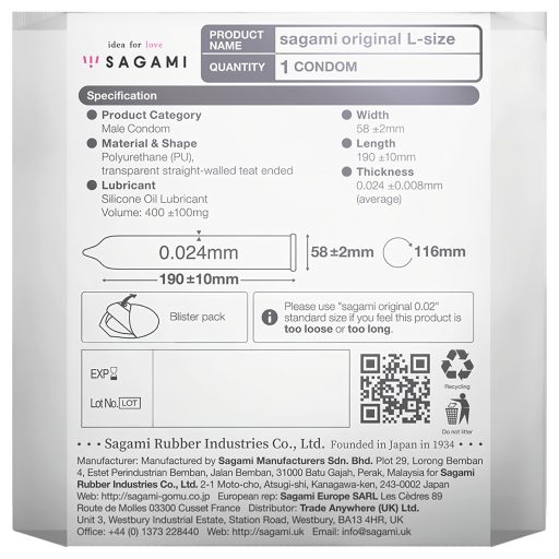 Sagami Original 0,02 L - óvszer - 58mm (1db)