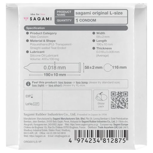 Sagami Original 0,01 L - óvszer - 58mm (1db)