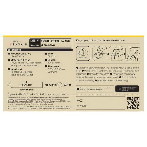 Sagami Original 0,02 XL - óvszer - 61mm (6db)