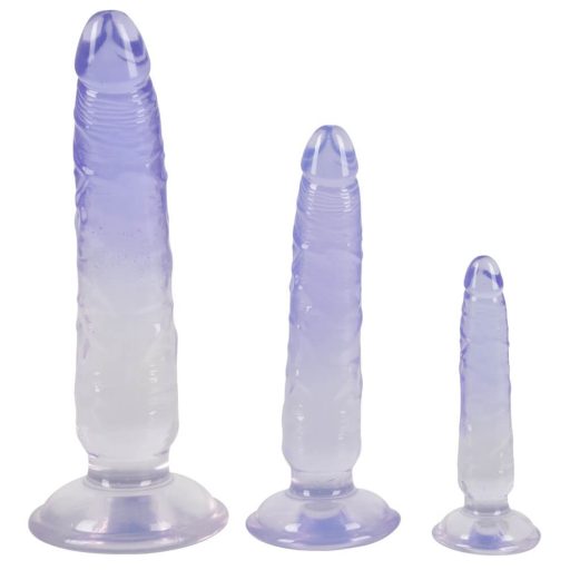 Crystal Clear - anál tréner dildó készlet - 3db (átlátszó-kék)