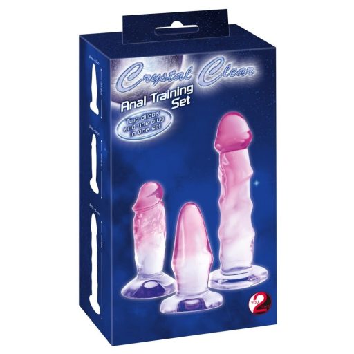 Crystal Clear - anál tréner készlet - 3db (átlátszó-pink)