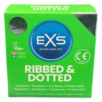 EXS Ribbed, Dotted and Flared - pontozott óvszer (3db)