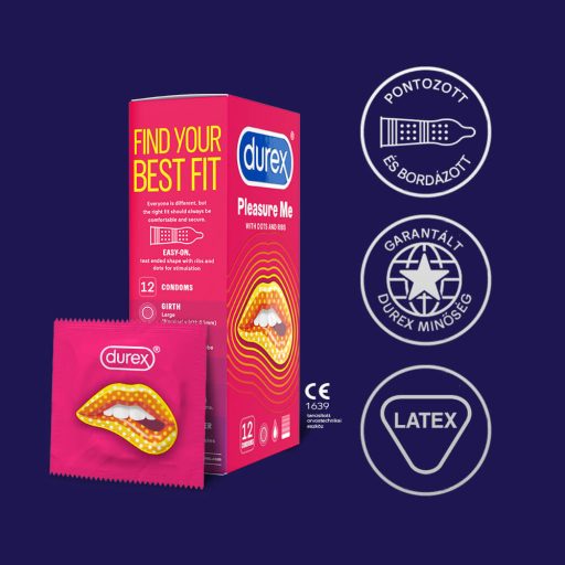 Durex Pleasure Me - bordázott-pontozott óvszer (12db)