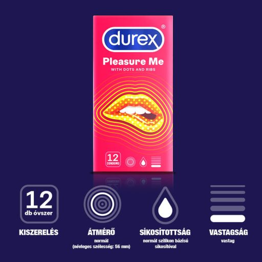 Durex Pleasure Me - bordázott-pontozott óvszer (12db)