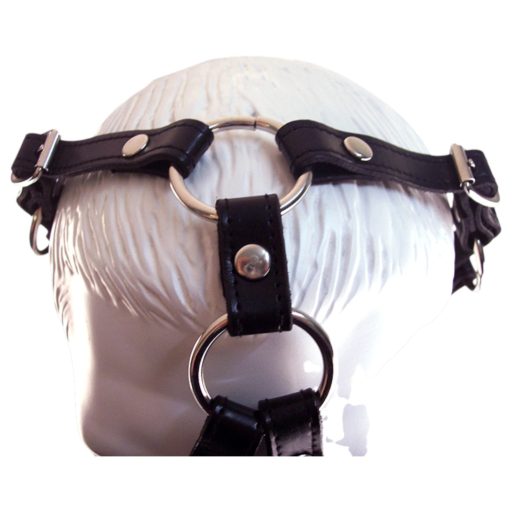 Rouge - valódi bőr maszk és szájpecek (fekete)