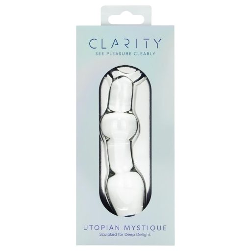 Clarity Utopian Mystique - bordázott üveg análdildó (átlátszó)