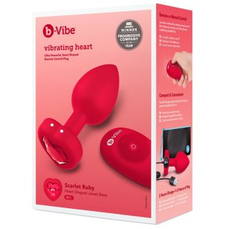 / b-Vibe heart - akkus, rádiós anál vibrátor (piros)
