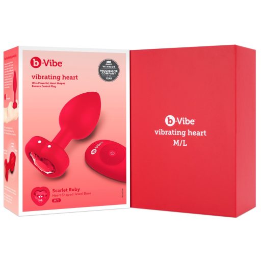 / b-Vibe heart - akkus, rádiós anál vibrátor (piros)