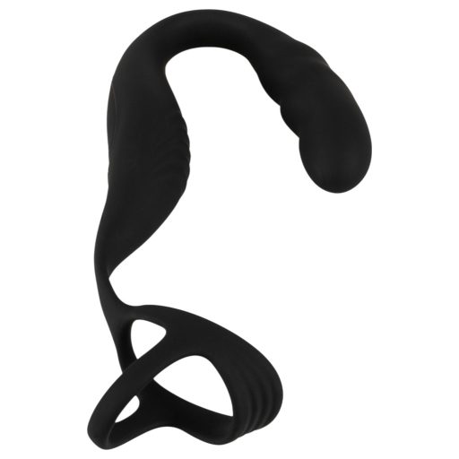 Rebel - prosztata vibrátor pénisz-és heregyűrűvel (fekete)