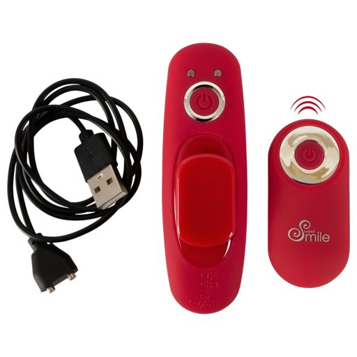 Smile - akkus, rádiós bugyi vibrátor (piros)