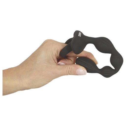 / Anos - 2 motoros anál vibrátor mozgó golyókkal (fekete)