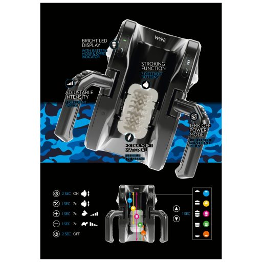 WYNE 10 - automata maszturbátor kapaszkodóval (fekete)