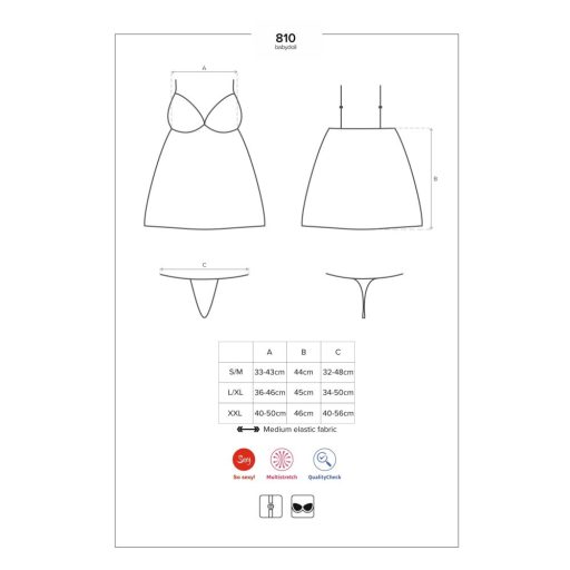 Obsessive - csipkés babydoll és tanga (fekete)