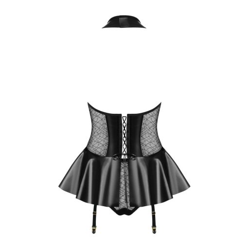 Obsessive - lakkhatású fűző és tanga (fekete)