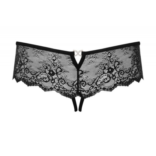 Obsessive Merossa - strasszos, nyitott női tanga - fekete