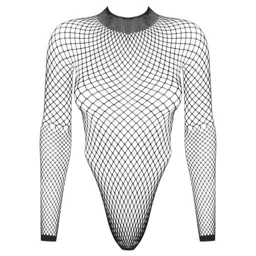 Obsessive - hosszú ujjú fekete necc body (S-L)