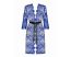 Obsessive Cobaltess Peignoir - hosszú csipke kimonó (kék) alsó nélkül