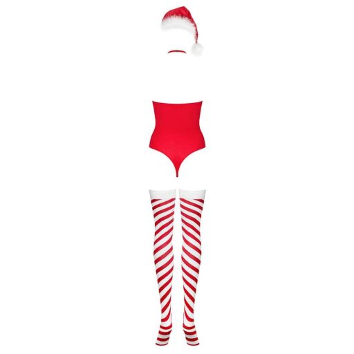Obsessive Kissmas teddy - Szexi ünnepi body (Piros) XS/S