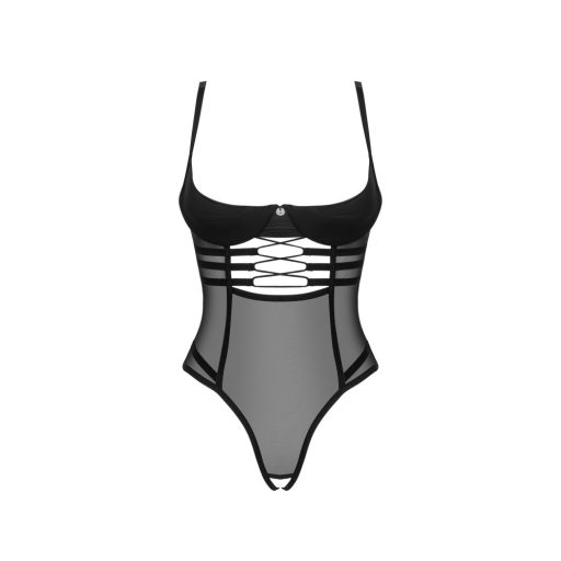 Obsessive Roxelia teddy - Szexi nyitott body (Fekete) XS/S