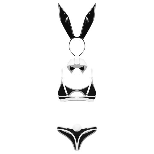 Obsessive Night Bunny - négyrészes nyuszi jelmez nőknek (fekete)