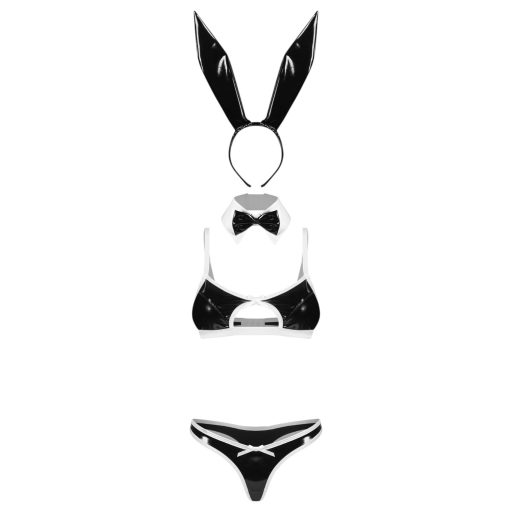Obsessive Night Bunny - négyrészes nyuszi jelmez nőknek (fekete)