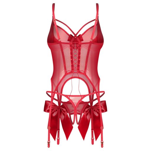 Obsessive Gifty - fűző és nyitott tanga szett (piros)