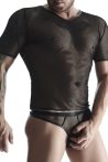   Regnes Fetish Planet férfi erotikus póló - V-nyakú - áttetsző - XXL (Fekete)
