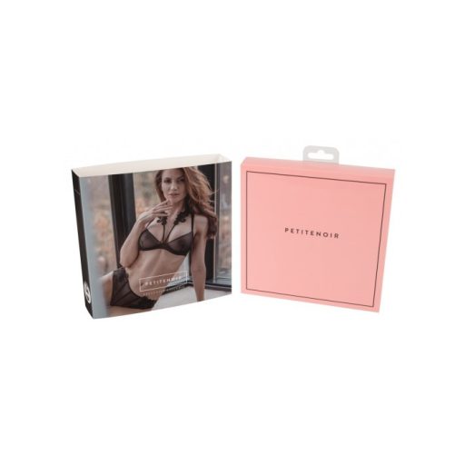 Petite Noir Exclusive - hímzett, áttetsző melltartó szett (fekete) - S