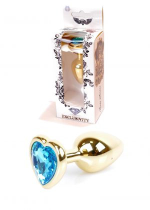 Jawellery Arany/kék fém szív alakú anál plug