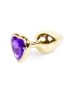 Plug Jawellery Arany/lila szív alakú anál plug