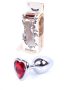 Plug Jawellery Ezüst/piros szív alakú anál plug (S)