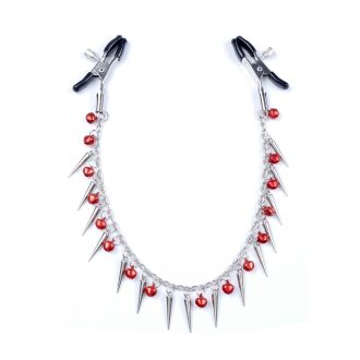   Boys of Toys Series No.3 Láncos mellbimbócsipesz piros csengettyűkkel (piros-ezüst)